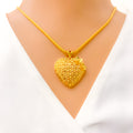 Fashionable Fancy 22K Gold Heart Pendant Set