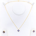 Decorative Floral Diamond + 18k Gold Necklace Set 