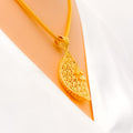 Sleek Shiny 22K Gold Leaf Pendant Set