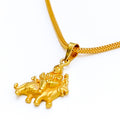 Intricate Graceful 22k Gold Durga Ma Pendant