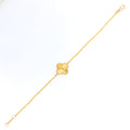 Trendy Tasteful 21k Gold Clover Bracelet 