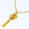 Charming 22K Gold Floral Pendant Set 