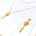 Charming 22K Gold Floral Pendant Set 