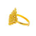Reflective Marquise Flower 22k Gold Ring 