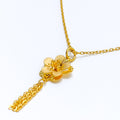 Delicate 22K Gold Floral Pendant Set 
