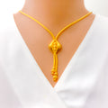 Decorative Beaded 21K Gold Leaf Necklace Set