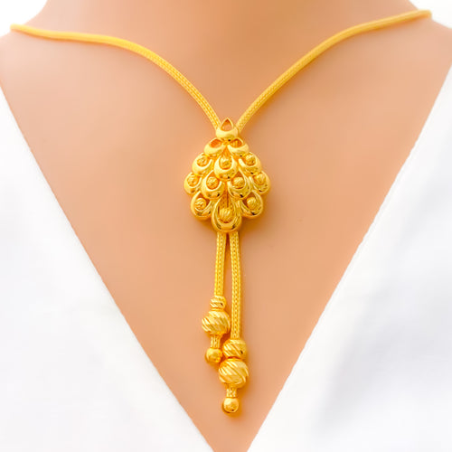 Gorgeous Beaded Drop 21K Gold Necklace Set