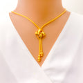 Fancy Floral 21K Gold Bow Necklace Set