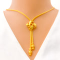 Fancy Floral 21K Gold Bow Necklace Set