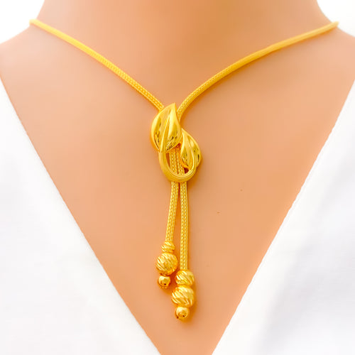 Sophisticated High-Finish 21K Gold Leaf Necklace Set