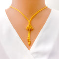 Glistening Elegant 21K Gold Fanned Necklace Set