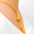 Glistening Elegant 21K Gold Fanned Necklace Set