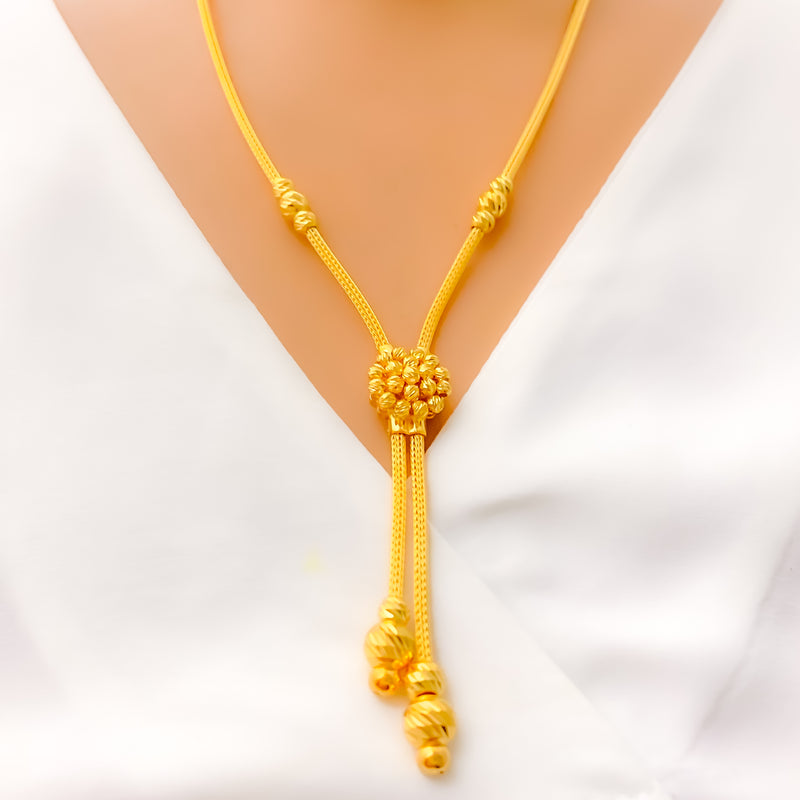 Distinct Double Layered 21K Gold Necklace Set