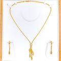 Special Twisted Leaf 21K Gold CZ Necklace Set