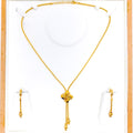 Fancy Floral 21K Gold Bow Necklace Set