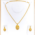 Filigree Opulent Oval 22K Gold Pendant Set