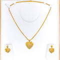 Fashionable Fancy 22K Gold Heart Pendant Set