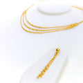 Tasteful Three Layered 22k Gold Necklace Set 