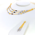 Alternating Leaf Adorned 22k Gold Necklace Set 