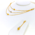 Reflective Sand Finished 22k Gold Necklace Set 