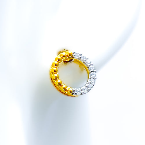 Unique Trendy Twin 18K Gold + Diamond Earrings