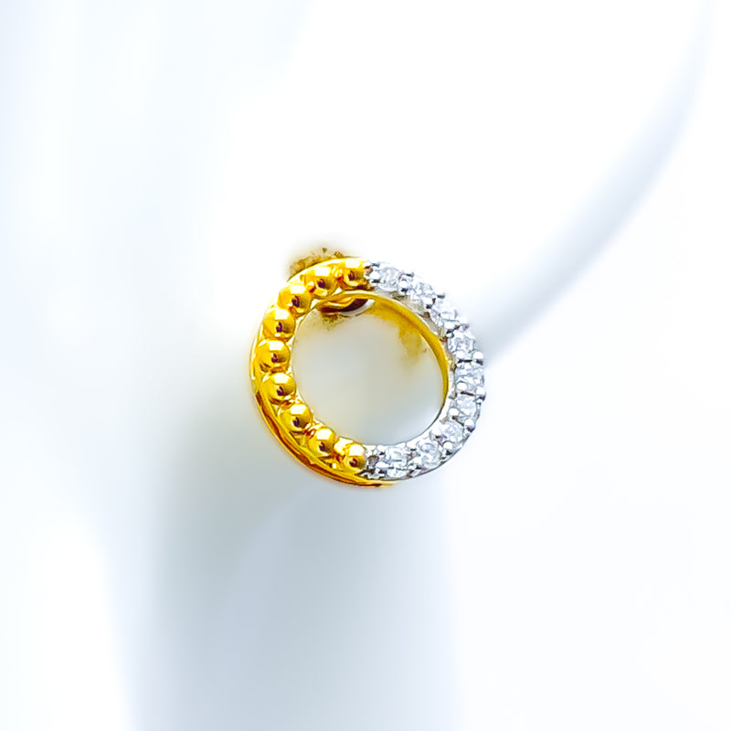 Unique Trendy Twin 18K Gold + Diamond Earrings