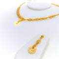 Classic Interlinked Halo 22k Gold Necklace Set 