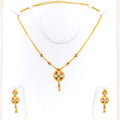 Festive Floral White Enamel 22k Gold Necklace Set 