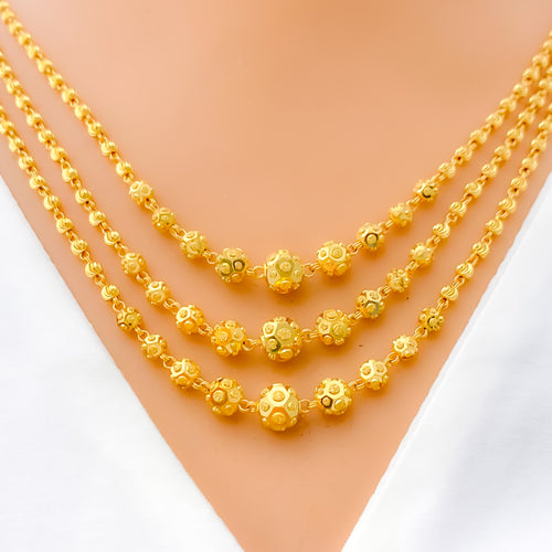 Posh Elegant Three Layered 22k Gold Necklace Set