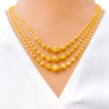 Posh Elegant Three Layered 22k Gold Necklace Set