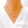 Two-Tone Elongated Orb 22k Gold Necklace Set