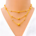 Two-Tone Elongated Orb 22k Gold Necklace Set