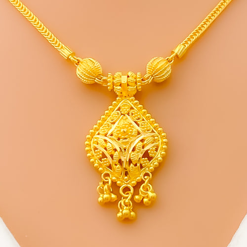 Ornate Tasseled 22k Gold Necklace Set 