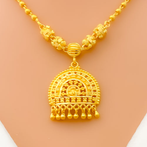 Traditional Semi Circular 22k Gold Necklace Set 