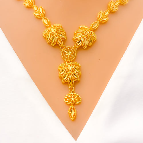 Posh Leaf Motif 5-Piece 21k Gold Necklace Set