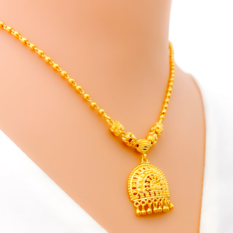 Traditional Semi Circular 22k Gold Necklace Set 