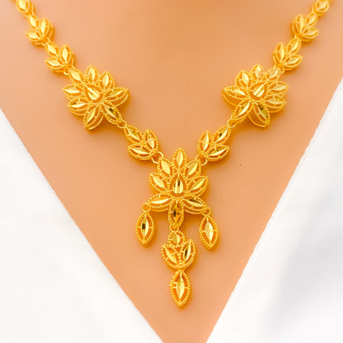 Floral Chandelier 5-Piece 21k Gold Necklace Set