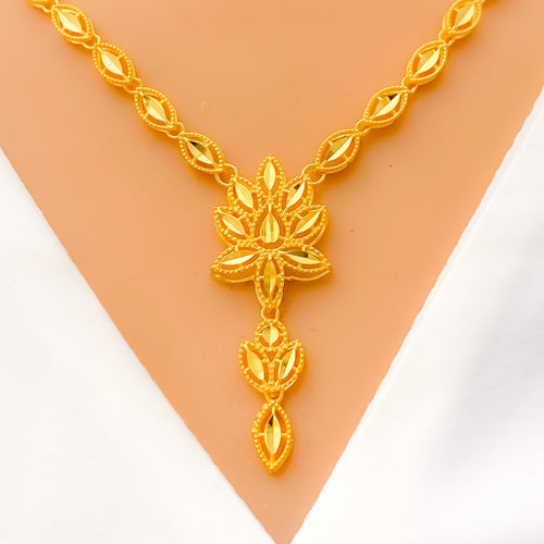 Elegant Elevated 5-Piece 21k Gold Leaf Necklace Set