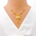 Festive Floral White Enamel 22k Gold Necklace Set 