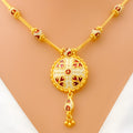 Festive Floral White Enamel 22k Gold Necklace Set 