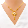 Festive Floral White Enamel 22k Gold Necklace Set 