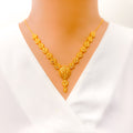 Stately Striped Heart 5-Piece 21k Gold Necklace Set