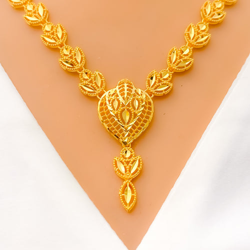 Stately Striped Heart 5-Piece 21k Gold Necklace Set