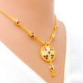 Festive Floral White Enamel 22k Gold Necklace Set 