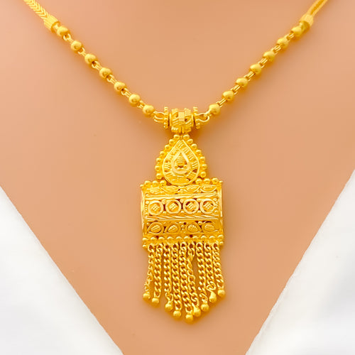 Refined Rectangular 22k Gold Necklace Set 