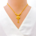 Stately Square 22k Gold Necklace Set 