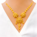 Dangling 5-Piece 21k Gold Sun Flower Necklace Set