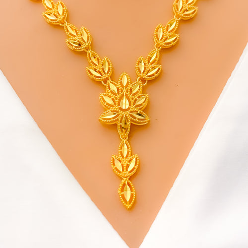 Triple Marquise Leaf 5-Piece 21k Gold Necklace Set