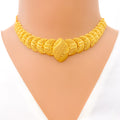 Posh Netted Marquise Leaf 22K Gold Necklace Set 