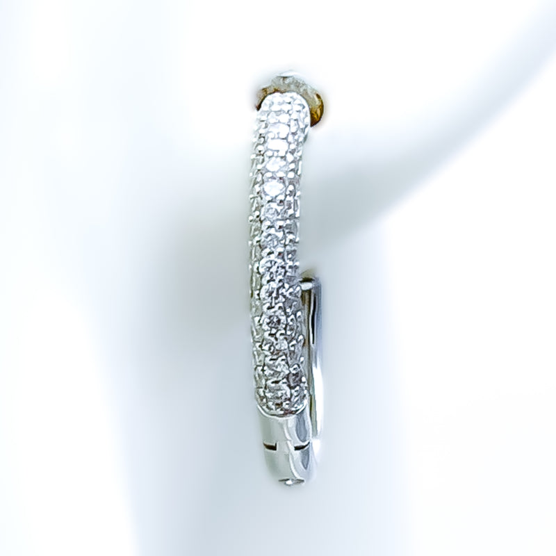 Decorative Domed 18K Gold + Diamond Bali Earrings 